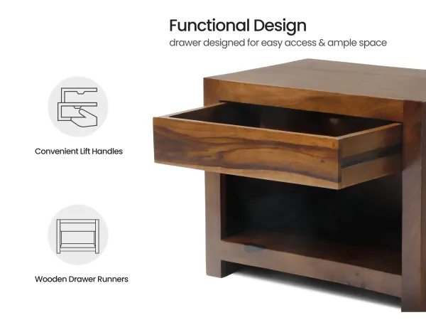 Rio Engineered Wood King Bed with Storage With Belle bedside table